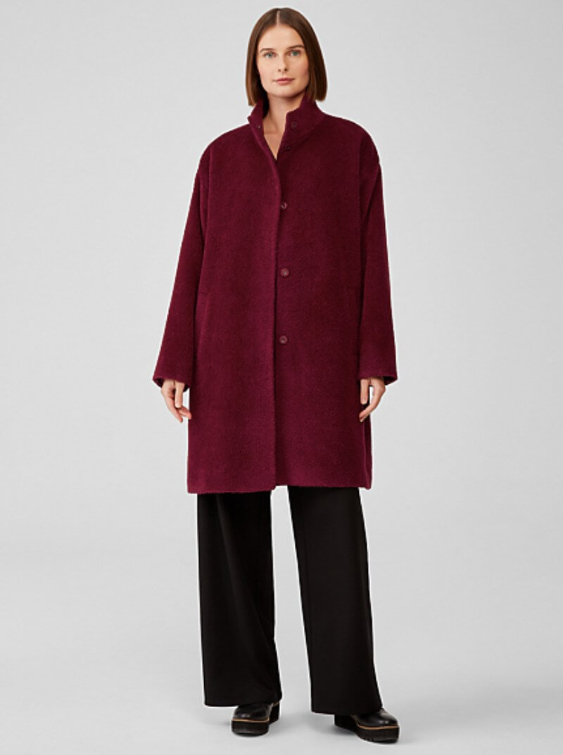 Woman wearing sustainable winter coat