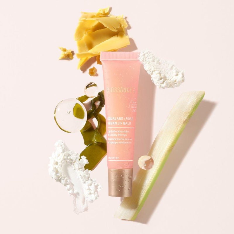 vegan lip balm in pink tube